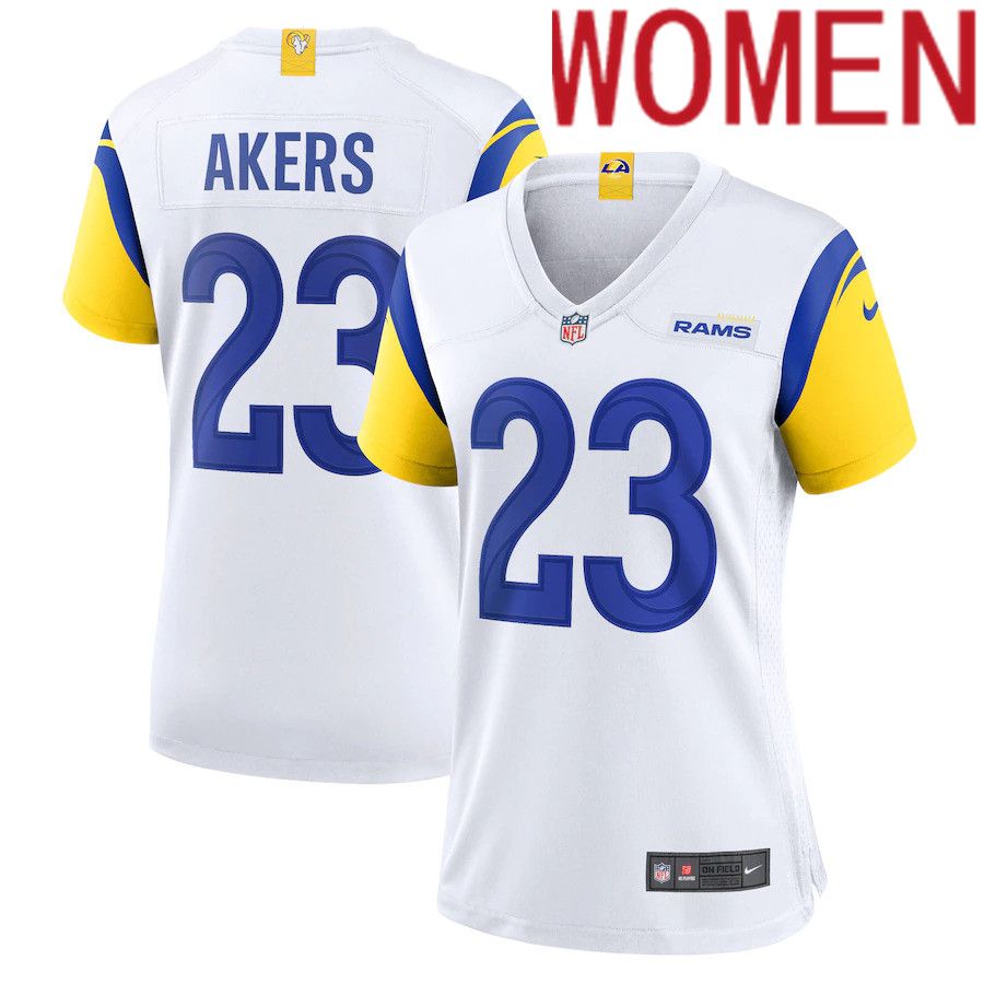 Women Los Angeles Rams #23 Cam Akers Nike White Game NFL Jersey->women nfl jersey->Women Jersey